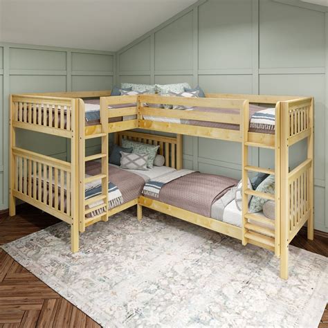 Queen + Twin XL High Corner Bunk with Straight Ladders on Front ...