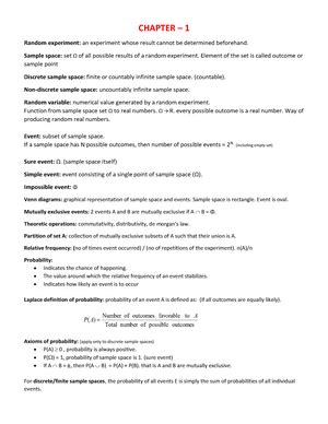 Probability 1 - Lecture notes 1 - Probability and stochastic process ...