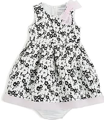 Buy Little Angels Baby Girls 3M-24M Black White Textured Floral Brocade ...