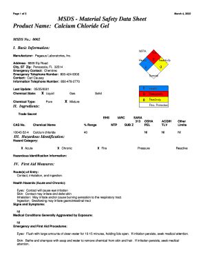 Calcium Chloride Safety - Fill and Sign Printable Template Online
