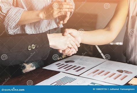 Group Asia Businessman Woman Shakehand Together Create a Mutually ...