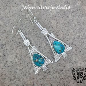 Buy Turquoise Earrings, Blue Copper Turquoise Earrings Dangle ...