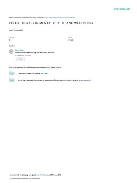 Color Therapy in Mental Health: A Review of the Properties and ...