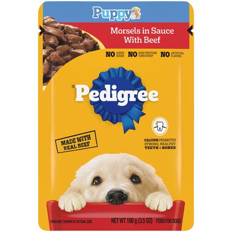 Pedigree Wet Dog Food Morsels in Sauce with Beef for Puppies, 3.5 Oz ...