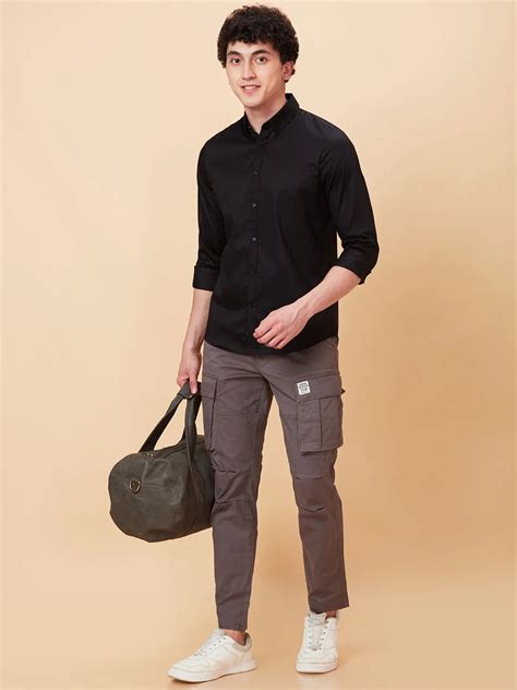 Being Human Men Slim Fit Cargo-Charcoal