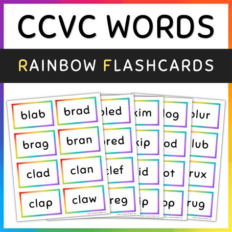 CCVC Words Rainbow Flash Cards, Short Vowels (A E I O U) | Made By Teachers