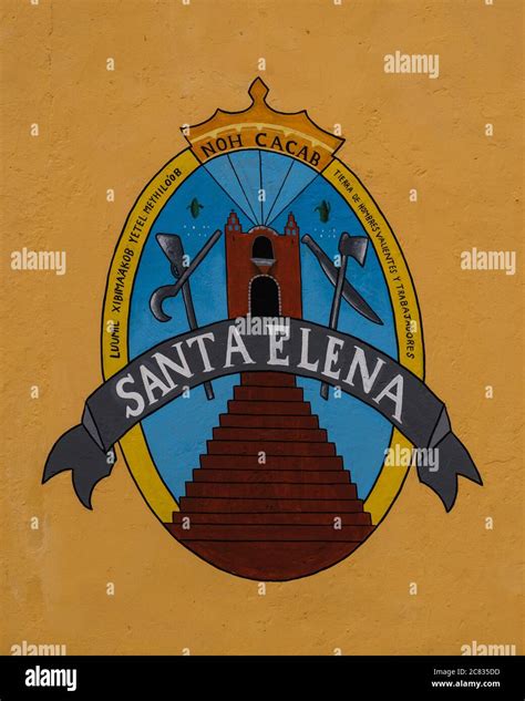 The town seal on the municipal palace or city hall of Santa Elena ...