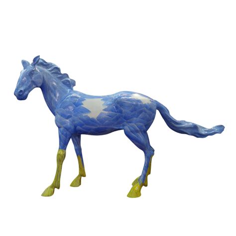 玻璃钢大型马雕塑·手绘青花瓷效果,可改色,玻璃钢雕塑,欢迎访问深圳市金壁虎艺术品有限公司网站！