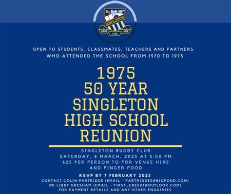 50 Year Singleton High School Reunion, Singleton Rugby Club, Cessnock ...