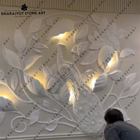 European Style Hand Carved Natural White Marble Stone Mural For Wall H ...
