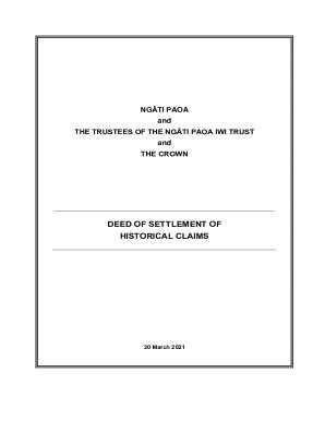 Fillable Online Deed of SettlementHistorical Claims Fax Email Print ...