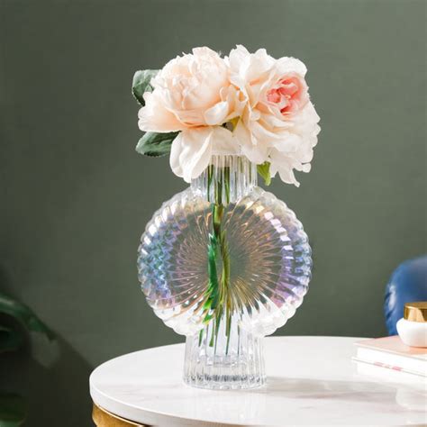 Shimmer Shell Design Glass Vase Small Online - Premium Vase | Nestasia