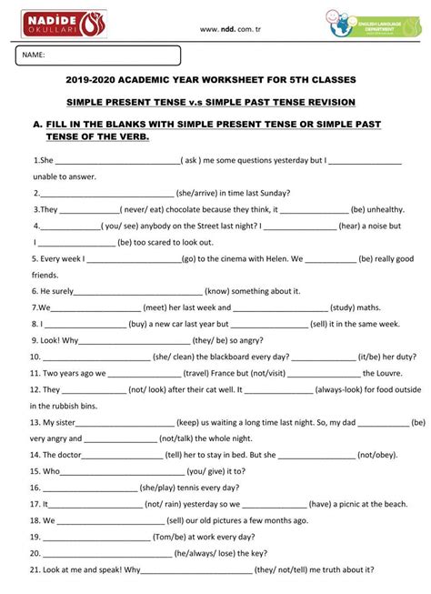 Tense Worksheet 的图像结果