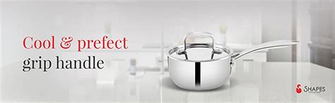 Buy Shapes Stainless Steel Tri-ply All Cooktop Friendly Saucepan with ...