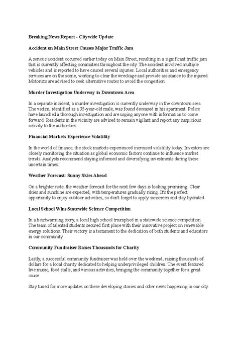 Image result for Example of News Report Script