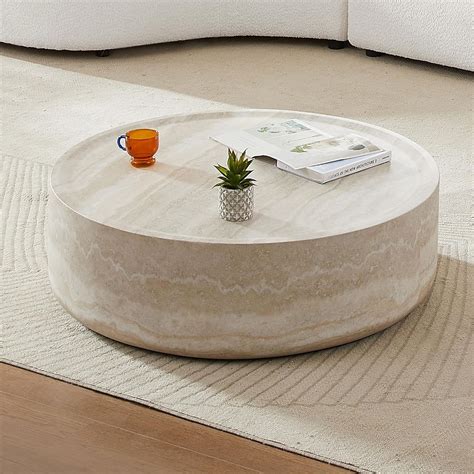 Amazon.com: WILLIAMSPACE 35.43'' Round Coffee Table in Faux Marble ...