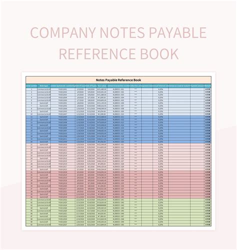 Free Notes Payable Reference Book Templates For Google Sheets And ...
