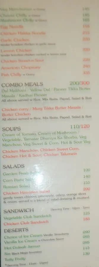 Menu at Black Magic, Chandigarh, City Centre Mall