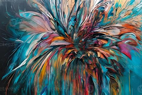Contemporary acrylic painting fine art illustration of abstract natural ...
