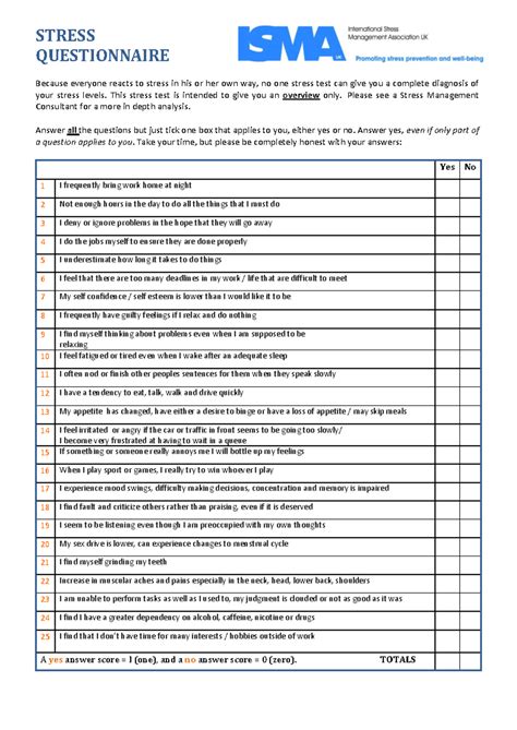Stress-questionnaire - STRESS QUESTIONNAIRE Because everyone reacts to ...