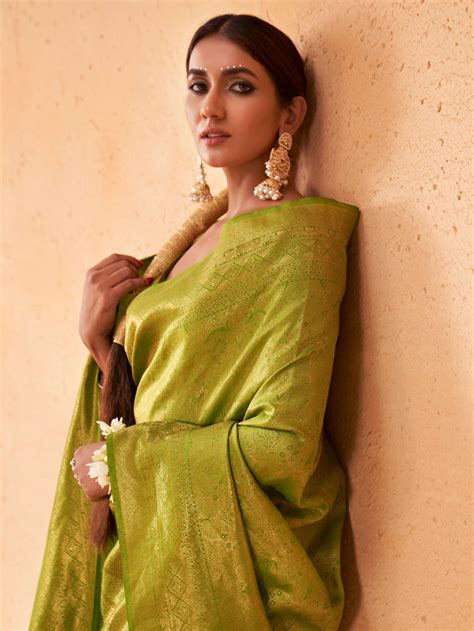 Yellow Green Gold Zari Kanjeevaram Silk Saree – House of Vardha
