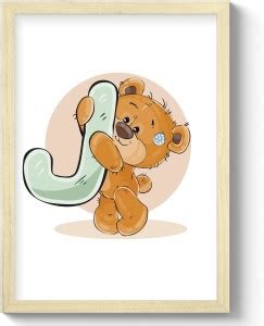 GS Decor Cute Teddy Letter 'J' Nursery Wall Frame | Wall Decor | Ready ...