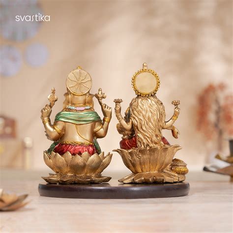 Antique Ganesh Lakshmi Murti Pair (7 Inch)