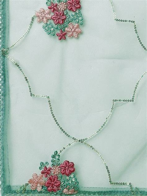 Sea Green Floral Embroidered Regular Pure Cotton Kurta & Trousers With