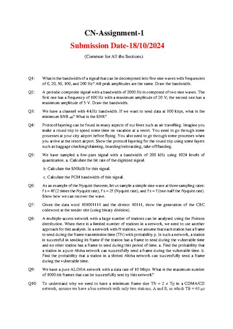 CN Assignment-all sections - CN-Assignment- 1 Submission Date-18/10 ...