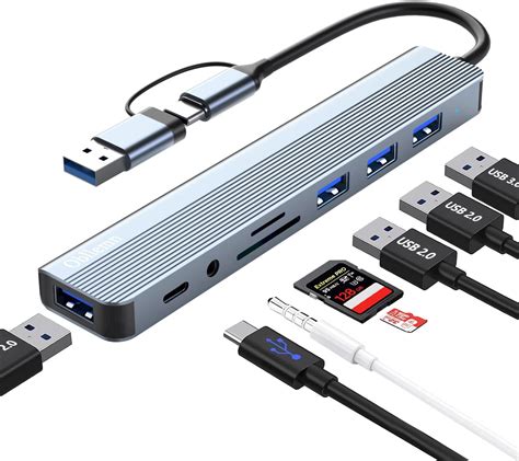 USB C Hub 3.0, 8 in 1 USB Hub 3.0 Multiport Adapter mit SD, TF, USB 3.0 ...