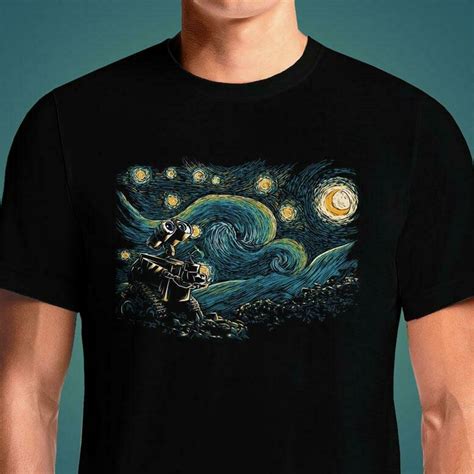 Starry Robot | Cool Wall-E Art Van Gogh's Starry Night T Shirt India ...
