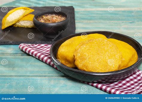 Tasty Fried Cakes Filled with Chicken - Traditional Colombian Cuisine ...