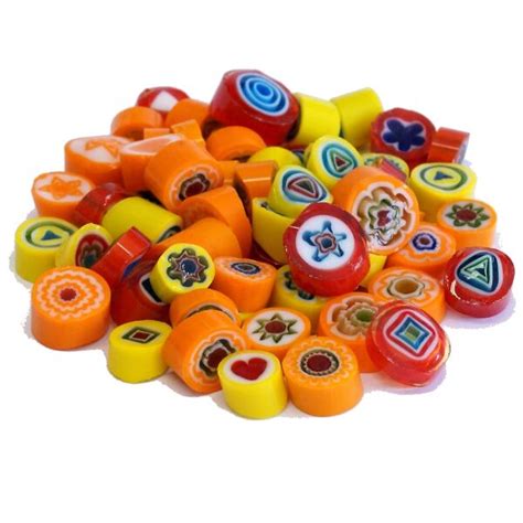 Glassteine Mosaik Millefiori gelb-rot mix D=9-10mm, 4,90