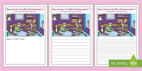 Supports imagés pour la production d'écrits : La fête d'anniversaire