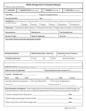 Fillable Online NOAA Form 37-41: Heritage Asset Transaction Request Fax ...