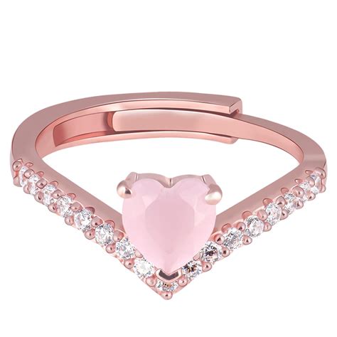 GIVA 925 Silver Rose Gold Pink Heart Ring, Adjustable | Gifts for Women ...