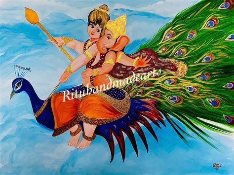 Kartikeya Murgan and Ganesha Brothers Love - Etsy | Original abstract ...