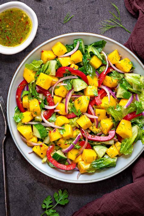 Mango Salad Recipe with Lime Dill Vinaigrette - Cubes N Juliennes