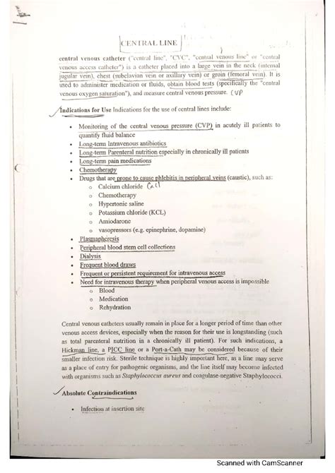 Central Venous Catheter - Bsc.nursing - RGUHS - Studocu