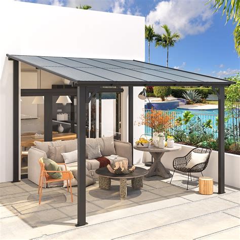 AECOJOY Wall Mounted Gazebos Pergola Outdoor Lean To Gazebo, 03/03/2024