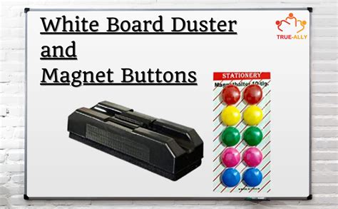 True-Ally 1 Pc Strong Magnetic Plastic White Board Duster and 10 Magnet ...