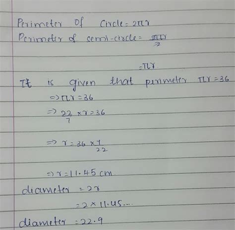 Find the diameter of the semi-circular protractor if its perimeter is ...