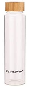 SIGNORA WARE Bamboo Borosilicate Glass Water Bottle With Screw Cap ...