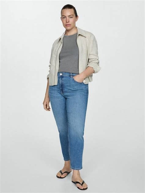 Mango New Mom Cropped Jeans, Blue