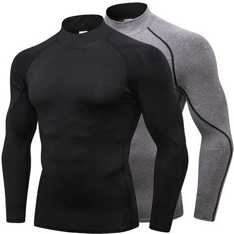 Mens Mock Turtleneck Compression Shirts Long Sleeve Sports Surfing ...
