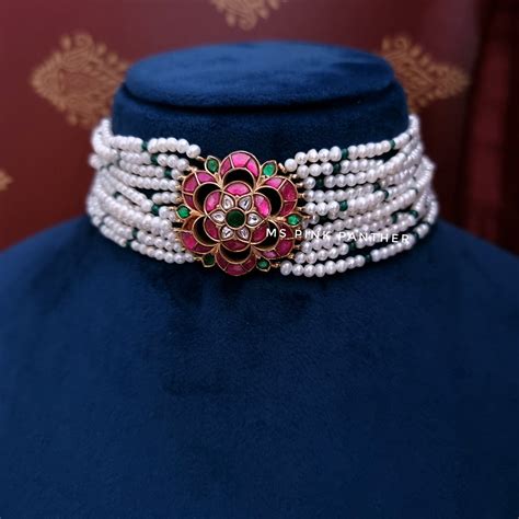 FLOWER PEARLS KUNDAN CHOKER CH1133 – mspinkpanther