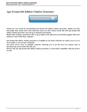 Fillable Online Apa Format 6th Edition Citation Generator. Apa Format ...
