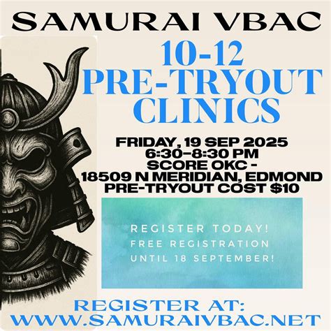 Samurai VBAC Pre-Tryouts, Score OKC, Edmond, 19 September 2025 | AllEvents