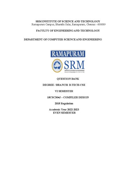 UNIT 4 QB CD - ..... - SRM INSTITUTE OF SCIENCE AND TECHNOLOGY ...