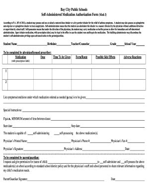 Fillable Online Self-Administered Medication Authorization Form (Med-3 ...